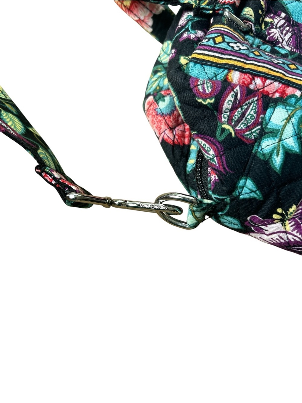 Vera Bradley Blue Quilted Floral Travel Satchel with Strap - Picture 4 of 7